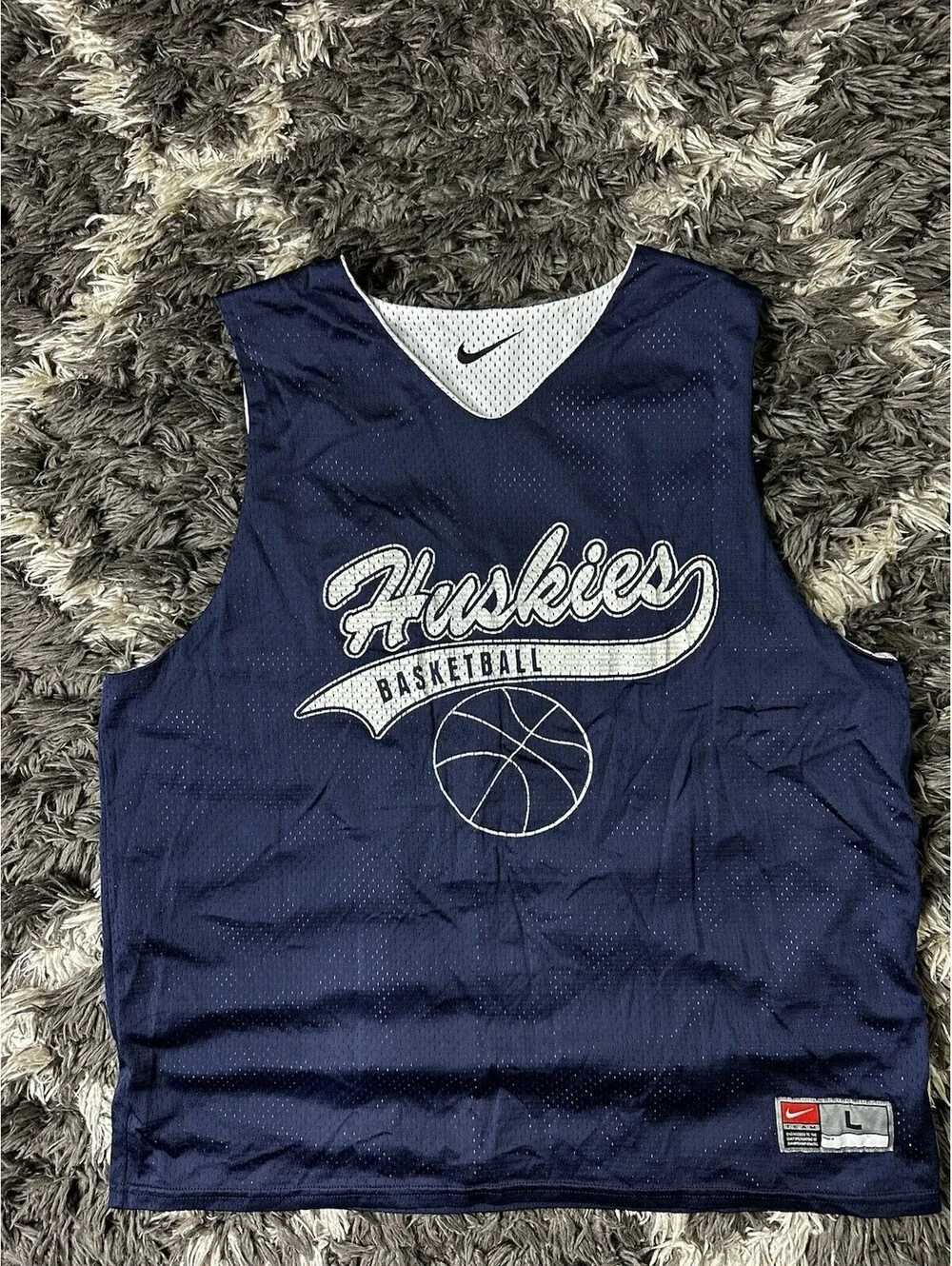 Nike Huskies Basketball Jersey Mens L Blue White Reversible Mesh Practice #20